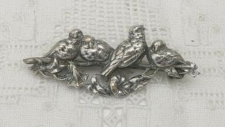 Antique Victorian Love Bird Flower Old Rare Nouveau Pin Brooch