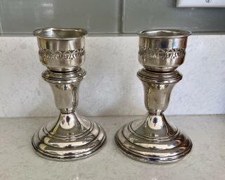 Sterling Silver Candlesticks By Reed & Barton,  4.  25” Tall 90