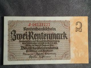 1937 2 Mark Germany Vintage Banknote Currency Paper Money Rare Antique Note