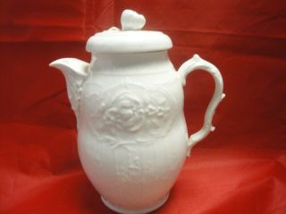 Fantastic Antique White China Coffee Pot