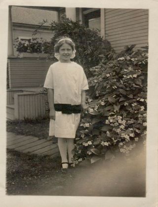 Antique Photograph 1910s Edwardian Girl White Dress Americana Ephemera