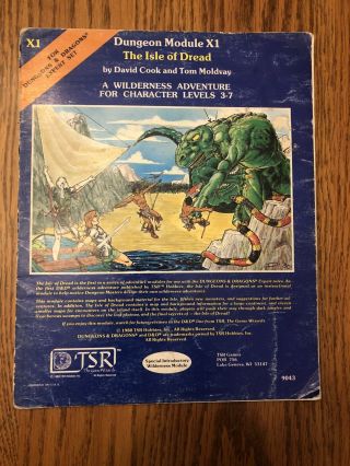 Rare 1st Print X1 The Isle Of Dread 1980 D&d 1st Edition Module 9043