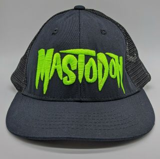 Mastodon Embroidered Spellout Logo Hat Mesh Snapback Trucker Cap Black Rare