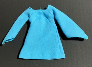 Vintage Handmade Barbie Doll Blue Long Sleeve A - Line Mini Tent Dress No Doll