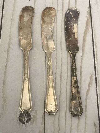 Vintage 1923 Wm Rogers & Son " Mayfair " Butter Knives Set Of 3