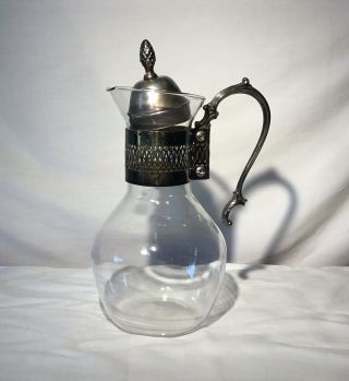 Vintage Glass Coffee Tea Pot Carafe Silver Plate No Stand