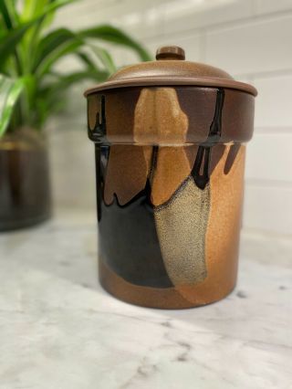 Robert Maxwell Influence - Drip Glaze Canister Pottery Craft - Mcm Design - Rare