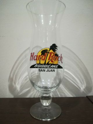 Rare Hard Rock Hurricane San Juan Glass Cocktail Drink Recipe 9.  25 " Tall