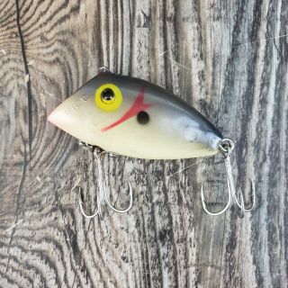 Vintage Pico Perch Fishing Lure Gray White Red 2 1/4