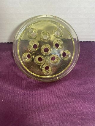 Antique Vaseline Glass 3 Inch Flower Frog Glows