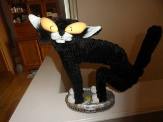 Rare Gemmy Fraidy Cat Animated Halloween Black Cat sings 