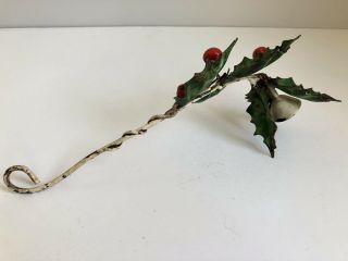 Rare Antique Vintage Italian Tole Metal Christmas Holly Candle Snuffer Italy