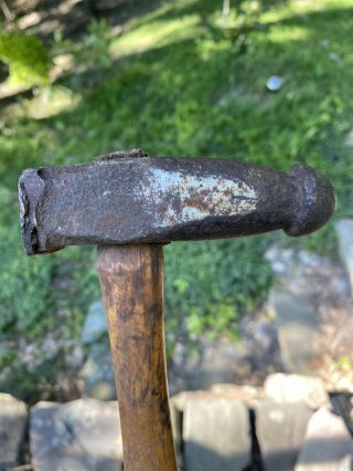 Vintage Blacksmiths Rare Hammer Ball Peen & Flat Faced Head 1lbs 7.  1 Ounces