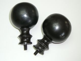 Rustic Antique Rubbed Bronze Metal Curtain Rod Finials 3 " Inch Ball.  Threaded