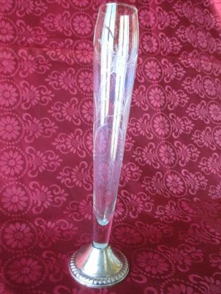 Vintage Duchin Creachion Sterling Silver and Etched Crystal Bud Vase 2