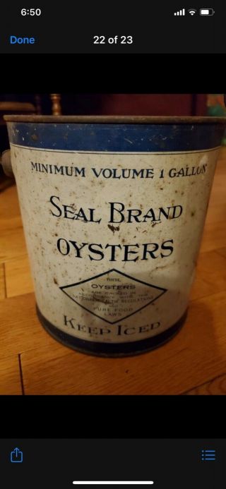 Rare Seal Brand Raw Oysters Pint Can W.  H.  Mcgee & Co White Blue Maryland Md 28