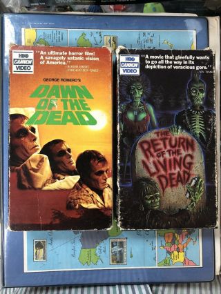 X2 The Return Of The Living Dead & Dawn Of The Dead Vhs Hbo Home Video Rare Htf