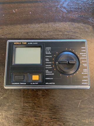 Vintage Quartz World Time Pocket Travel Size Alarm Clock