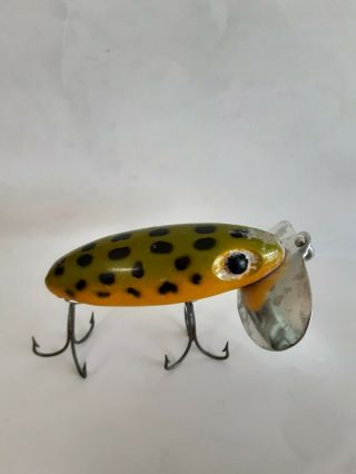 Vintage Fred Arbogast Jitterbug Green With Spots Fishing Lure