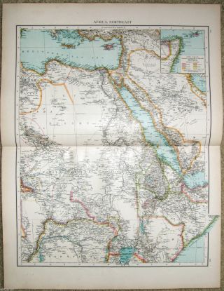 Large 1896 Map Of Northeast Africa By Velhagen & Klasing.  Egypt Antique