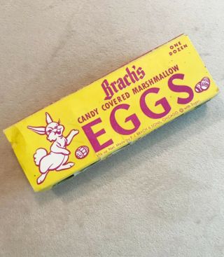 Vintage Brach’s Candy Eggs Box Marshmallow Easter Carton Rare Chicago 1 5/8 Oz.