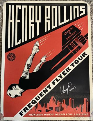 Henry Rollins Poster Signed Black Flag Rare Punk Spoken Word Shepard Fairey