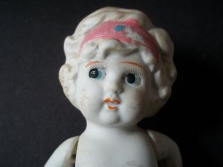 Antique Vintage All Bisque Porcelain Doll No Mark 6 " Jointed Arms