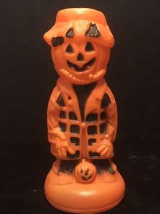 Rare Vintage Scarecrow Pumpkin Halloween Blow Mold No Light 13” Tall