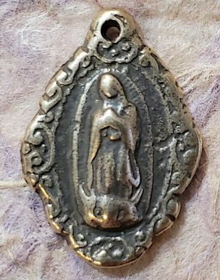 Catholic Pendant/ Our Lady Of Guadalupe Medal – Antique,  Oaxaca 19c (1 In. )