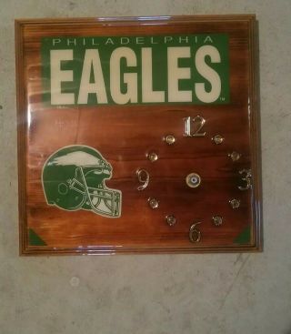 Vintage Rare Philadelphia Eagles Wooden Wall Clock