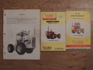 3 Vintage Versatile Tractor Manuals - Models D - 118,  D - 145,  G - 125