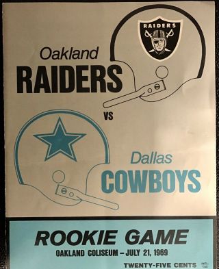 1969 Rookie Game Program Rare Oakland Raiders Dallas Cowboys Stabler V Staubach