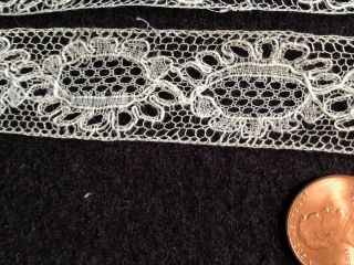 Point Ground Bobbin Lace - 19th C.  Large Gimp - Outlined Holes - Maybe Tonder?