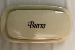 Mccoy Pottery Butter Dish 7013 Cream With Brown Letters Crazing