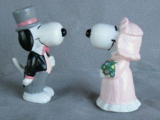 ✨ Vintage Peanuts Snoopy & Genevieve Bride Groom Pvc Figures Wedding Cake Topper