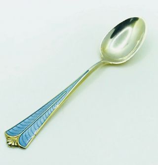 David Andersen Silver & Guilloche Light Blue Enamel Demitasse Coffee Spoon