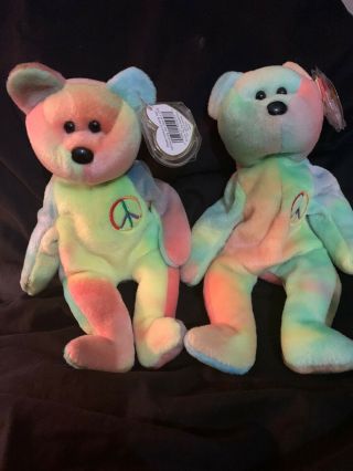 Beanie Babies Rare Retired Peace Bears