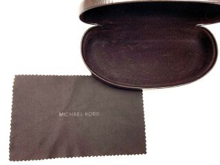 Michael Kors Mk Dark Brown Leather Hard Clamshell Sunglasses Glasses Case Guc