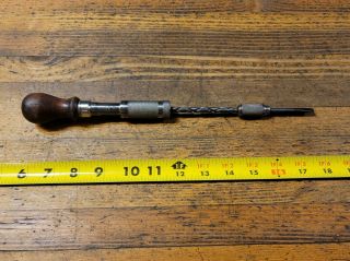 Antique Woodworking Tools Hand Push Drill Bit Brace RARE MILLERS FALLS 67 ☆USA 2