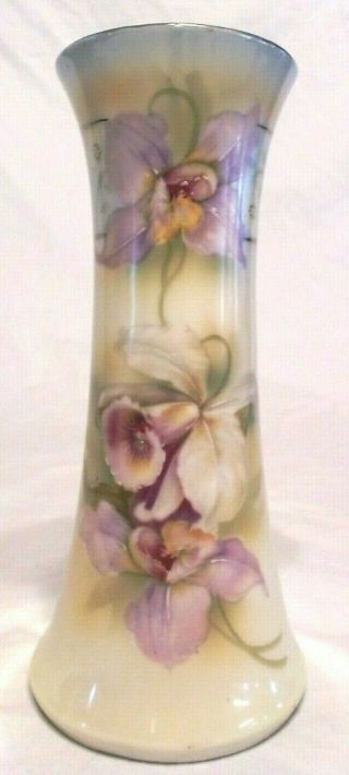 Antique Floral Iris Vanity Powder Shaker,  7 - 1/8 " Tall,  E.  S.  Germany Perfect