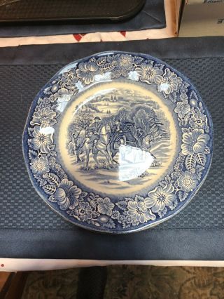 Rare 1976 Set Of 8 Staffordshire Liberty Blue Luncheon Plates