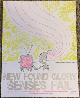 Found Glory Senses Fail Rare Screened Gig Poster Vintage Punk Emo Nfg Sf