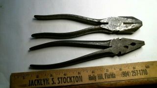 Vlchek Usa Linemans,  Utica Duckbill Pliers Antique Vintage Old Hand Tool