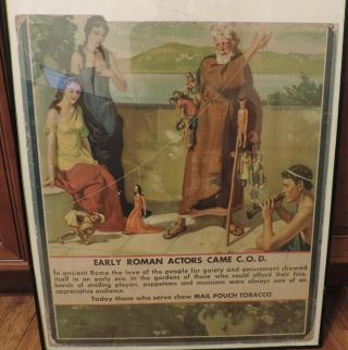 Rare 1930’s Mail Pouch Tobacco Cardboard Store Display Sign Roman Actors 21x24