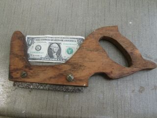 Antique Stair Saw.  6 " Blade,  Brass Attachments.  12 1/2 " Long.  Looks Like Oak