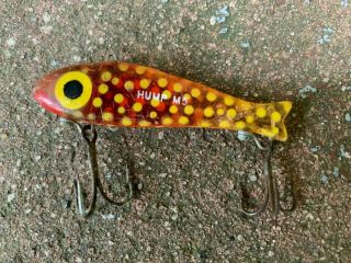 Vintage Texas Fishing Lure Bingo Hump M - 5 Red To Gold Translucent Plastic