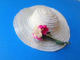 1950s Vintage Vogue Ginny Or Cosmopolitan Ginger White Straw Doll Hat For 7 " 8 "