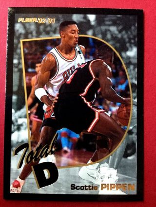 1992 - 93 Fleer Total D 3 Scottie Pippen Chicago Bulls Rare Insert Card