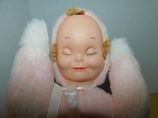 Vintage Rubber Face Baby Doll Plush Wind Up Musical Baby