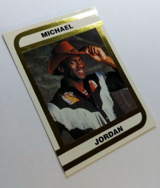 Rare 1992 Oddball Michael Jordan in Cowboy Hat / Outfit,  Gold Foil MJ Promo 3